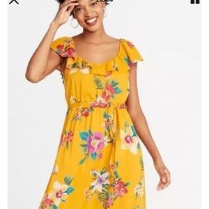 Old Navy ruffle belt floral spring summer dress 412866